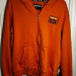 Vintage Rust Orange Playboy Surfing Hoodie Size Large - Worn In Well